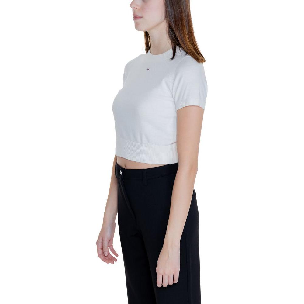 Tommy Hilfiger Jeans White Organic Cotton Tops & T-Shirt Tommy Hilfiger Jeans Black
