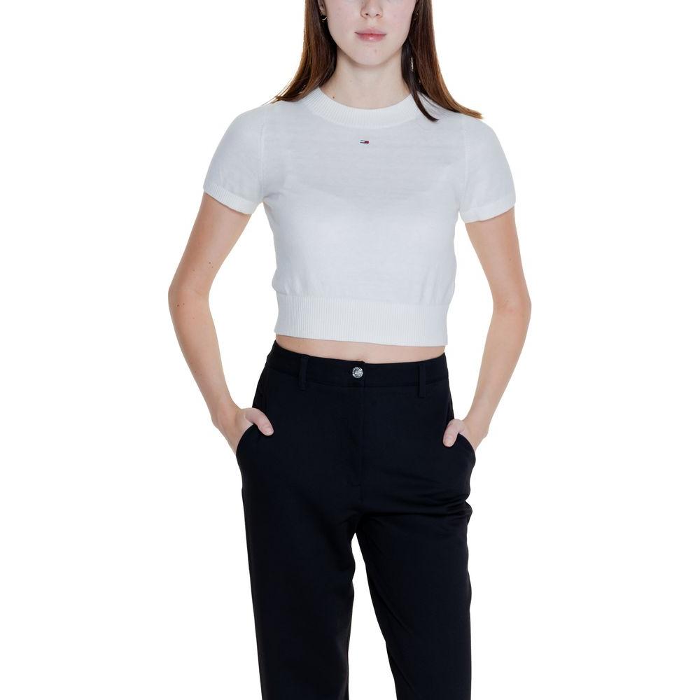 Tommy Hilfiger Jeans White Organic Cotton Tops & T-Shirt Tommy Hilfiger Jeans Gray