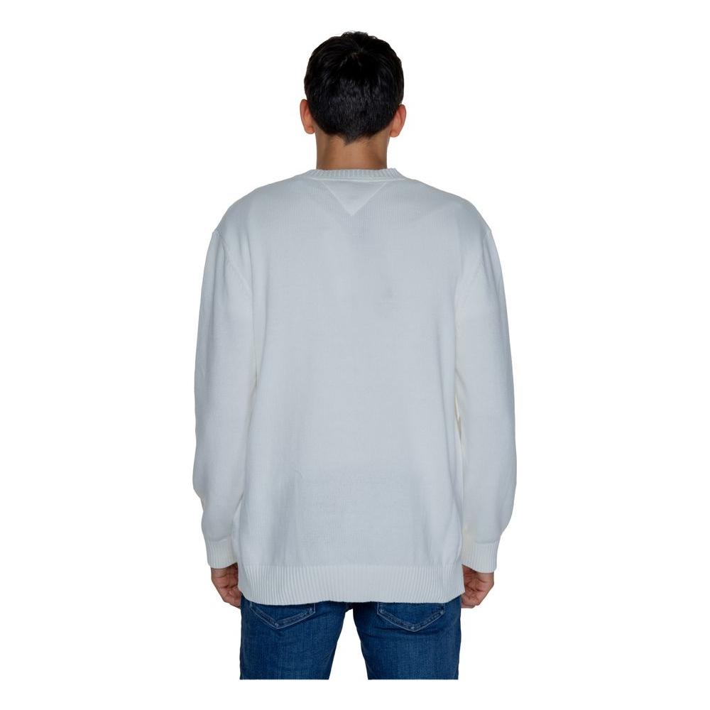 Tommy Hilfiger Jeans White Cotton Sweater Tommy Hilfiger Jeans Gray