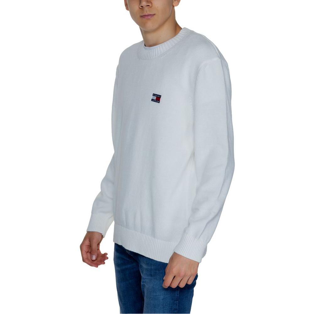 Tommy Hilfiger Jeans White Cotton Sweater Tommy Hilfiger Jeans Gray