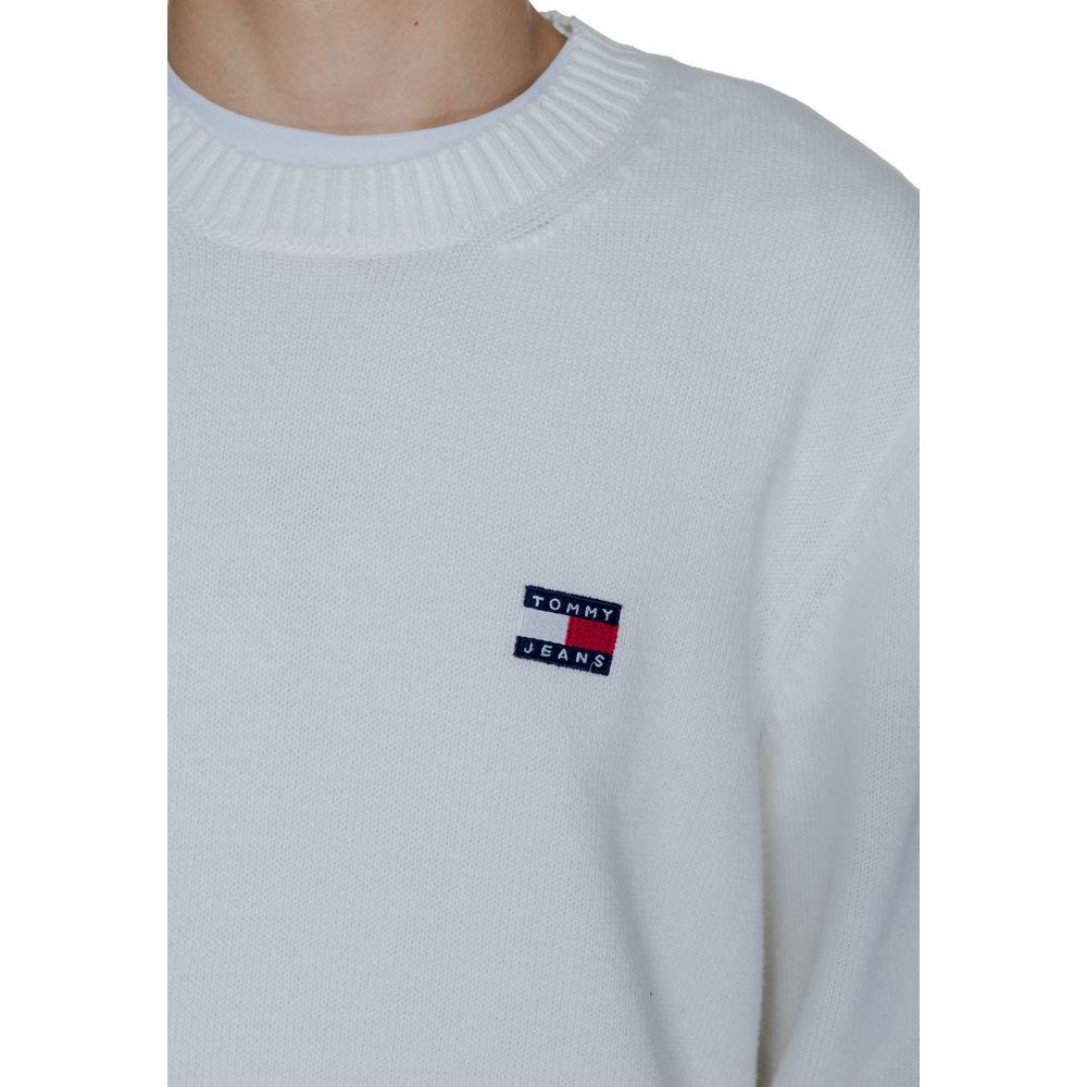 Tommy Hilfiger Jeans White Cotton Sweater Tommy Hilfiger Jeans Gray
