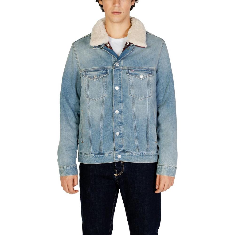Tommy Hilfiger Jeans Light Blue Cotton Jacket Tommy Hilfiger Jeans Light Slate Gray