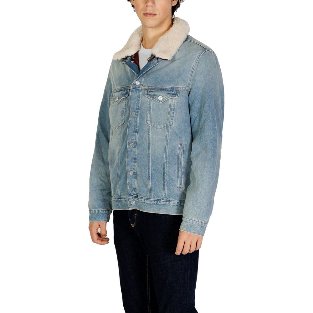 Tommy Hilfiger Jeans Light Blue Cotton Jacket Tommy Hilfiger Jeans Light Slate Gray