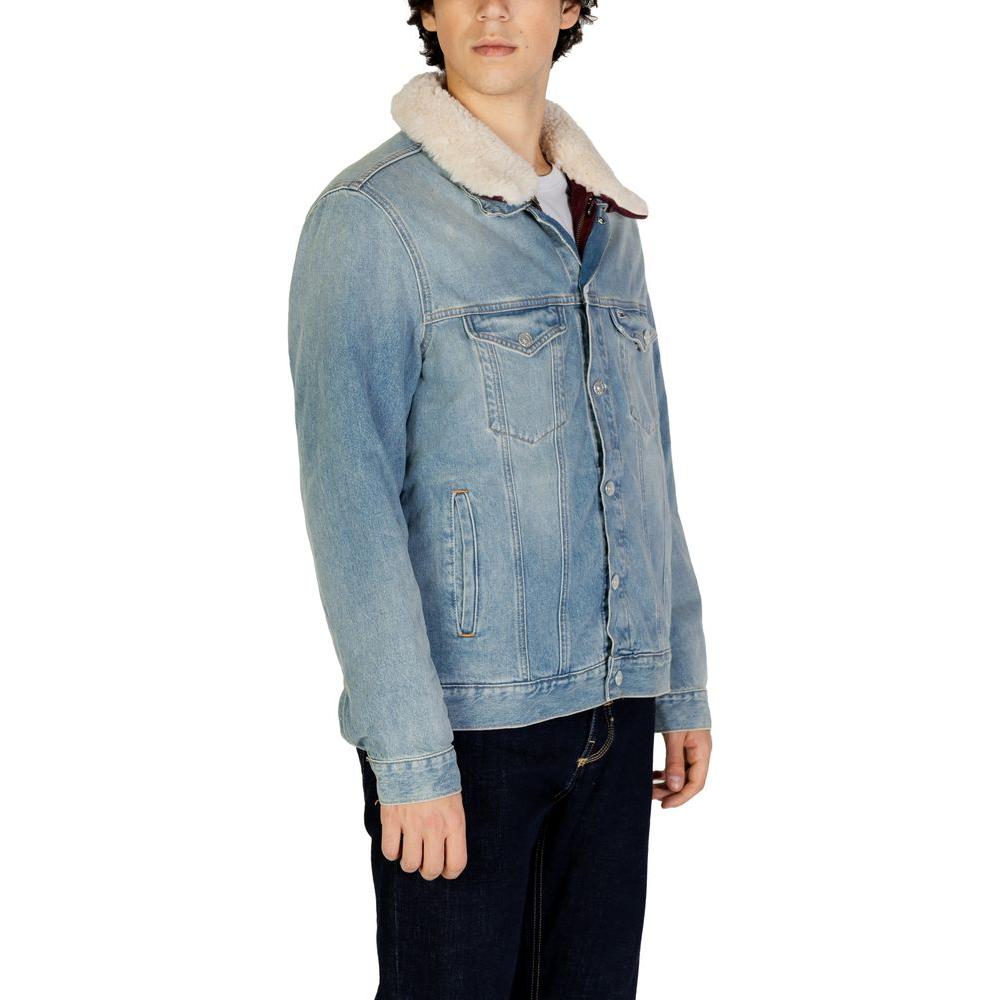 Tommy Hilfiger Jeans Light Blue Cotton Jacket Tommy Hilfiger Jeans Light Slate Gray