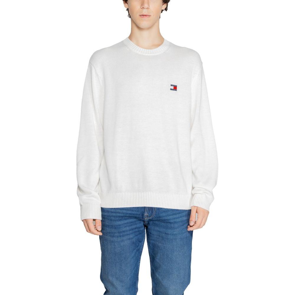 Tommy Hilfiger Jeans White Recycled Polyester Sweater Tommy Hilfiger Jeans Dark Slate Blue