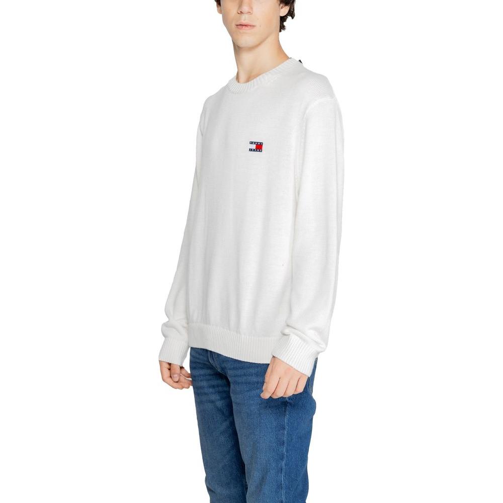 Tommy Hilfiger Jeans White Recycled Polyester Sweater Tommy Hilfiger Jeans Light Gray
