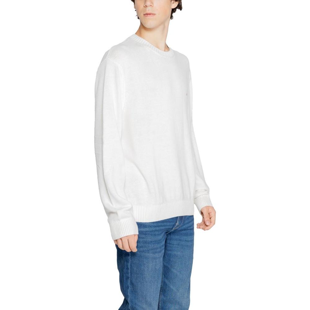 Tommy Hilfiger Jeans White Recycled Polyester Sweater Tommy Hilfiger Jeans Dark Slate Blue