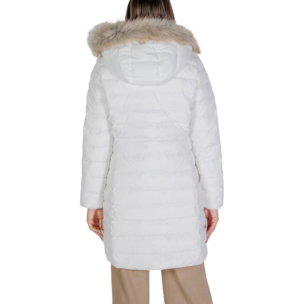 Tommy Hilfiger Jeans White Recycled Polyester Jackets & Coat Tommy Hilfiger Jeans Light Gray