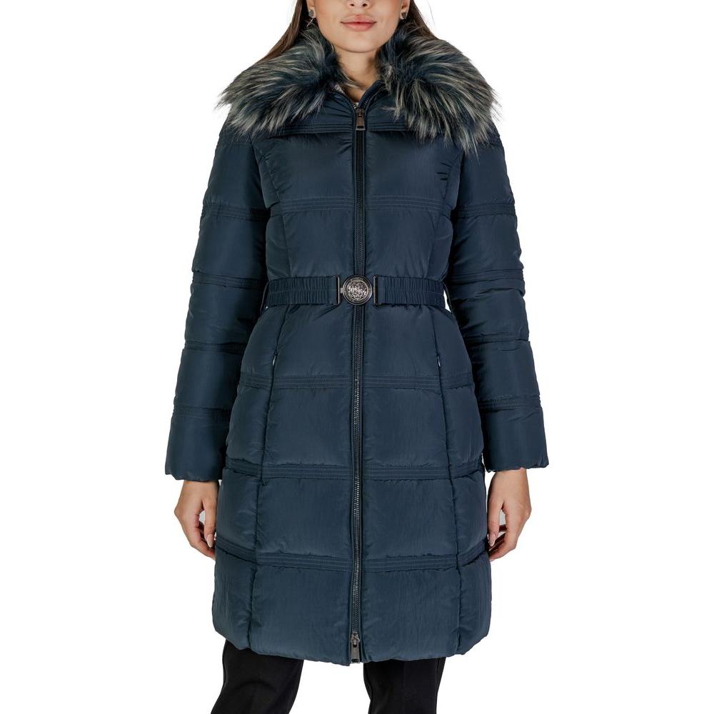 Guess Black Polyester Jackets & Coat Guess Dark Slate Gray