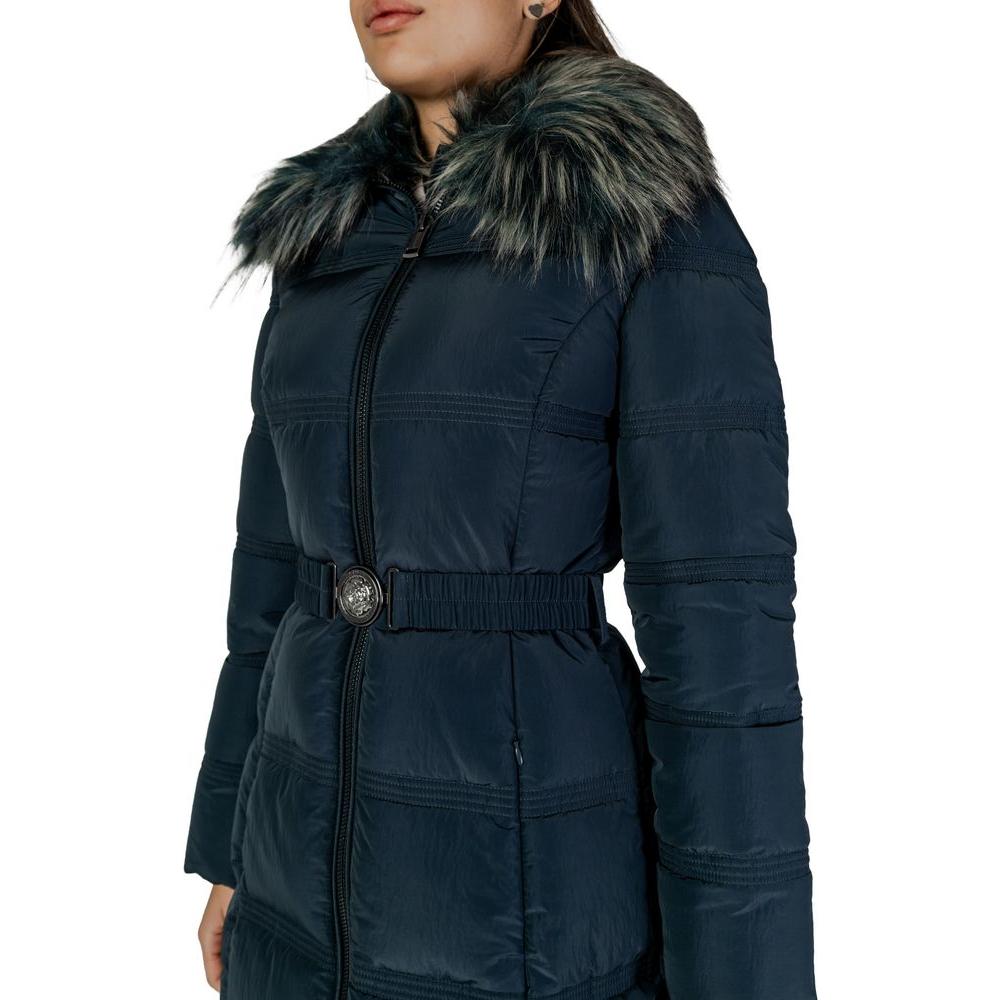 Guess Black Polyester Jackets & Coat Guess Dark Slate Gray