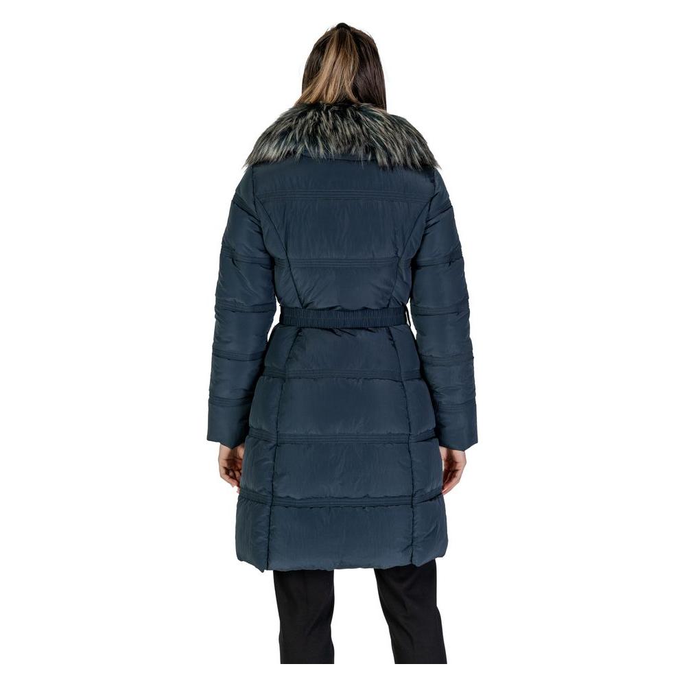 Guess Black Polyester Jackets & Coat Guess Dark Slate Gray