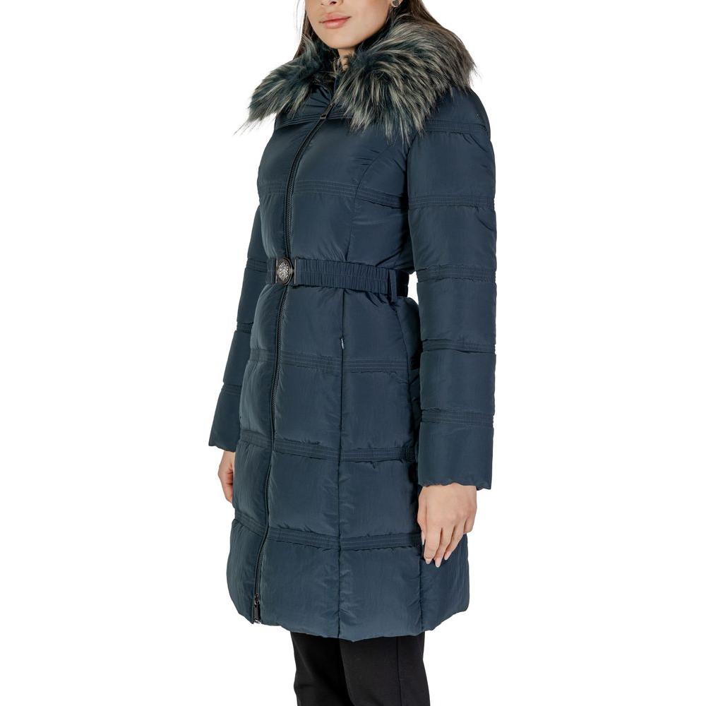 Guess Black Polyester Jackets & Coat Guess Dark Slate Gray