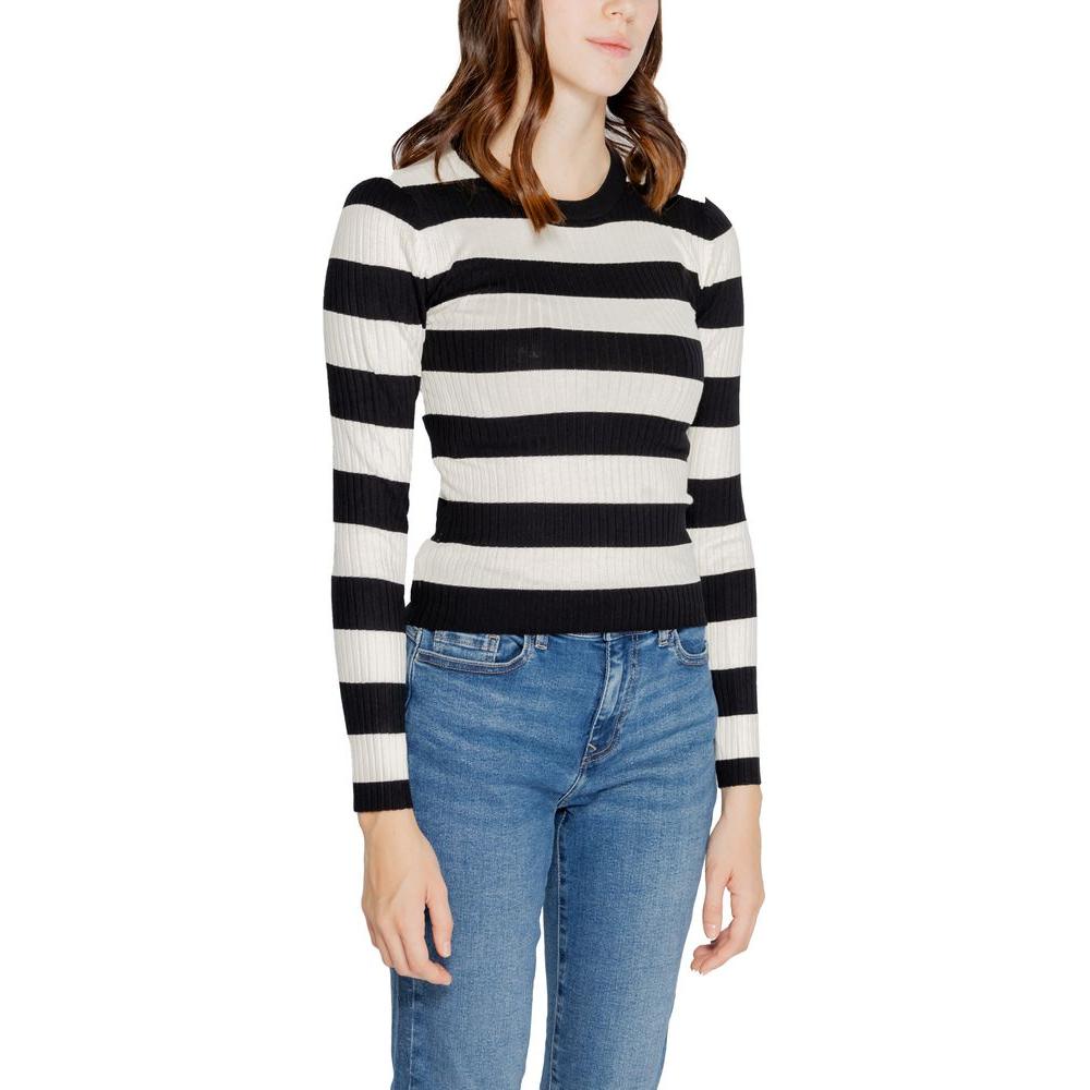 Jacqueline De Yong Black Viscose Tops & T-Shirt Jacqueline De Yong Light Gray