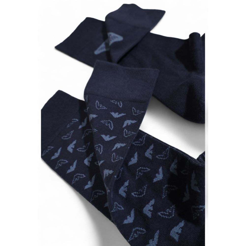 Emporio Armani Underwear Blue Cotton Sock Emporio Armani Underwear Black