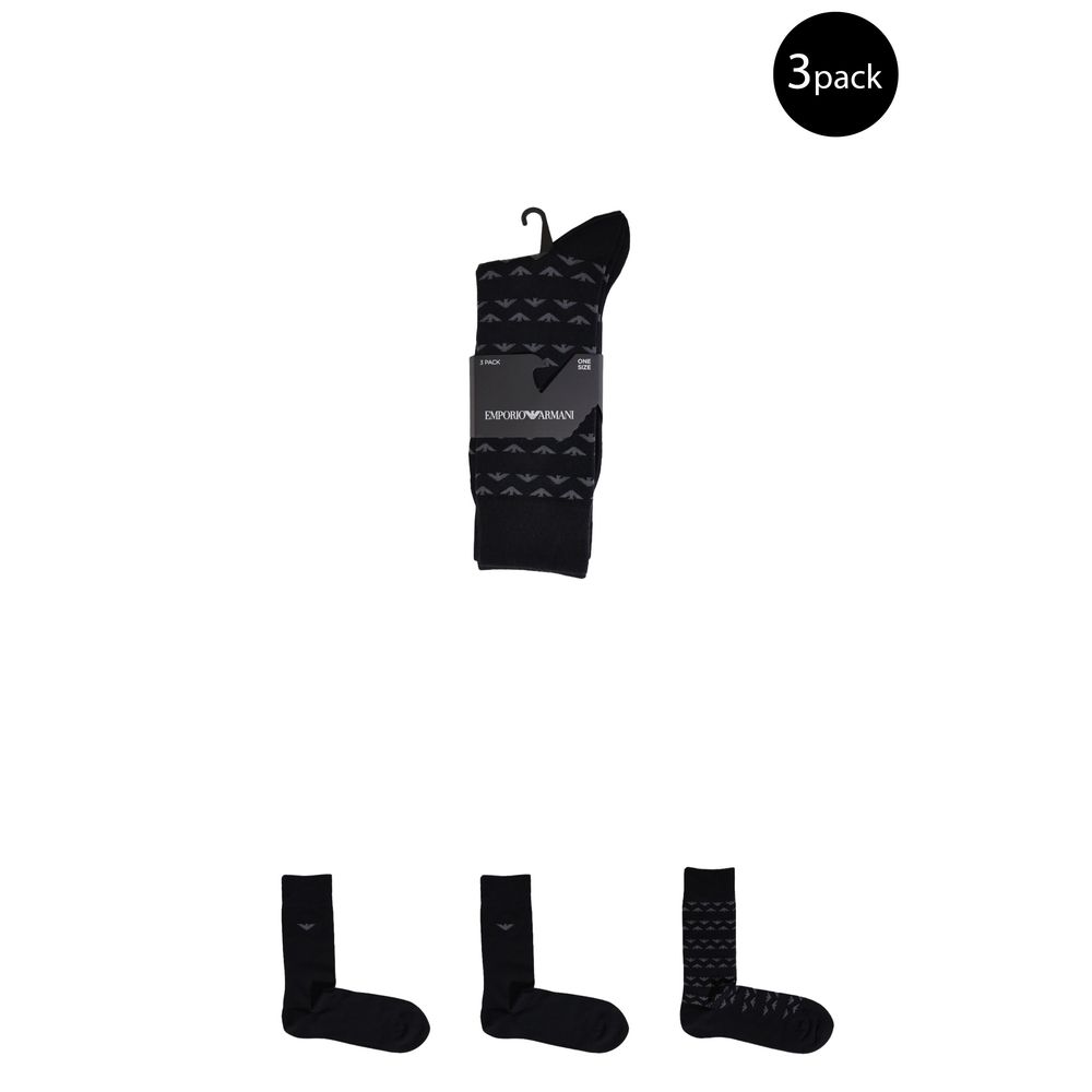 Emporio Armani Underwear Black Cotton Sock Emporio Armani Underwear Black