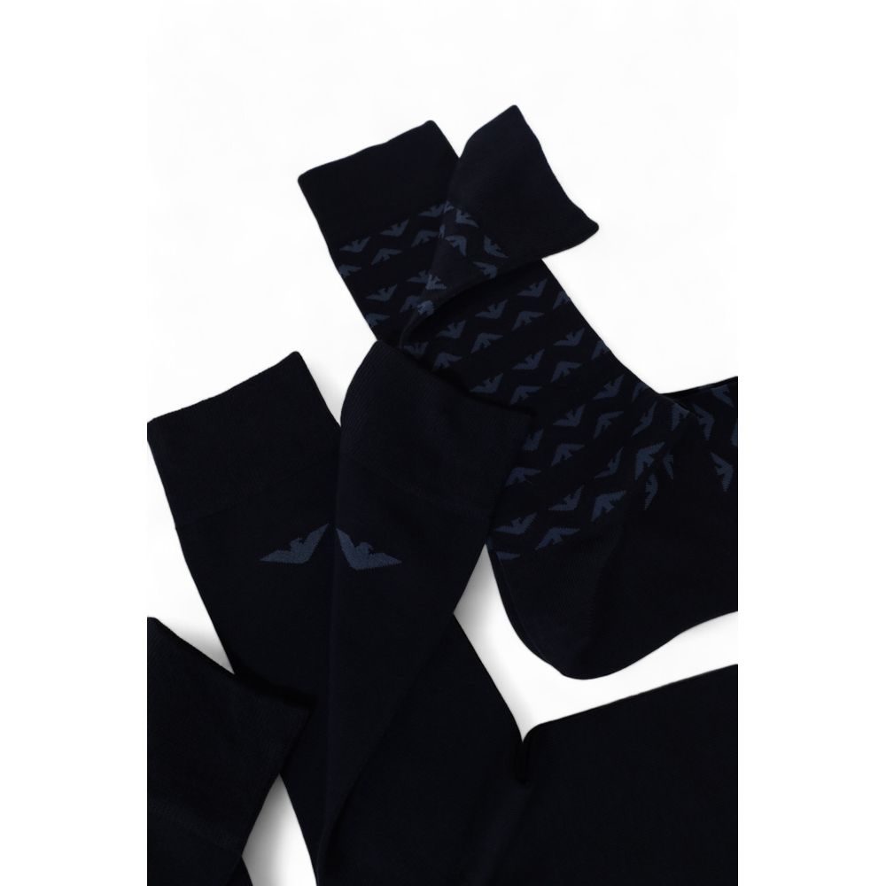 Emporio Armani Underwear Blue Cotton Sock Emporio Armani Underwear Black