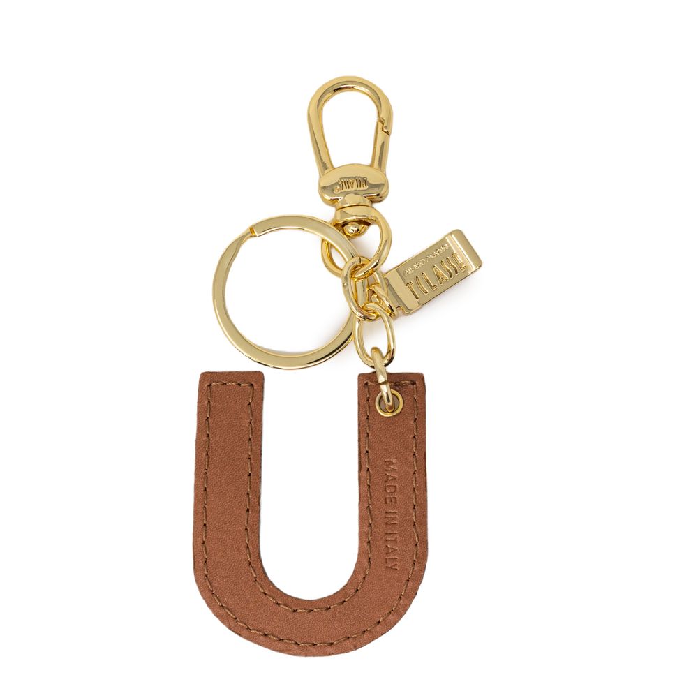 Alviero Martini Prima Classe Beige Leather Keychain Alviero Martini Prima Classe Sienna