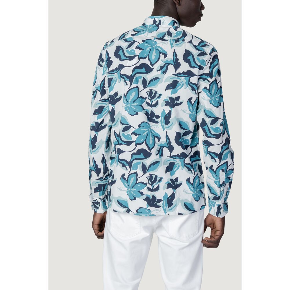 Antony Morato Blue Viscose Shirt Antony Morato Light Gray