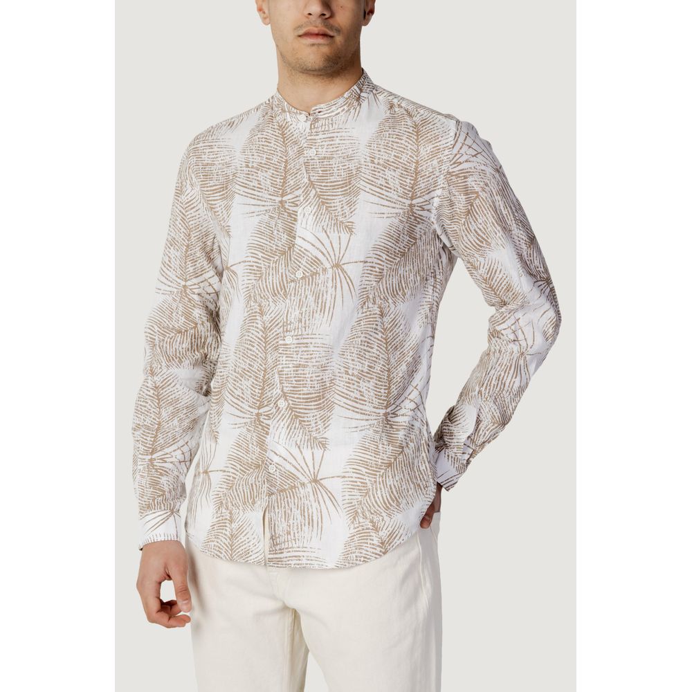 Antony Morato Beige Linen Shirt Antony Morato Light Gray