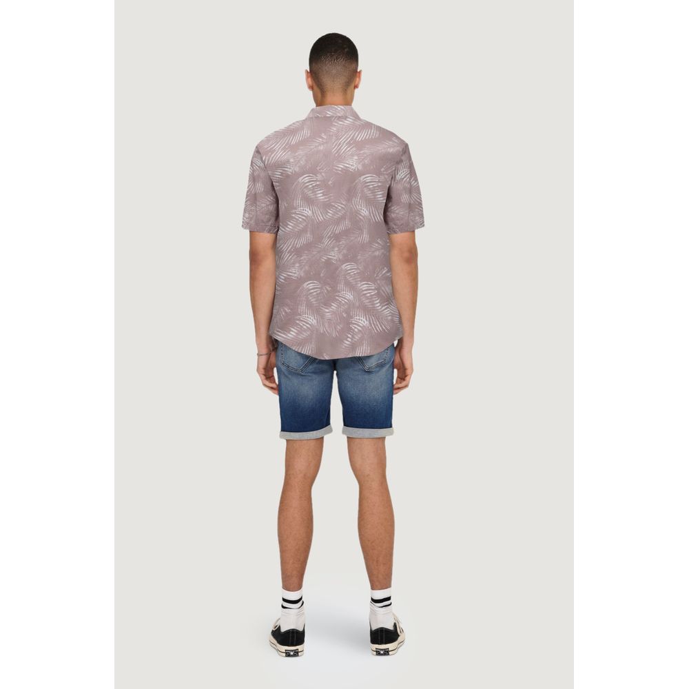 Only & Sons Purple Cotton Shirt Only & Sons Light Gray