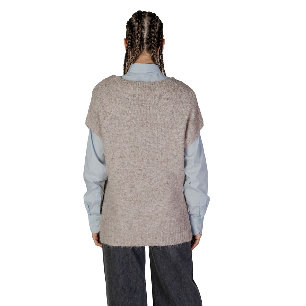 Vero Moda Beige Recycled Polyester Sweater Vero Moda Dark Gray