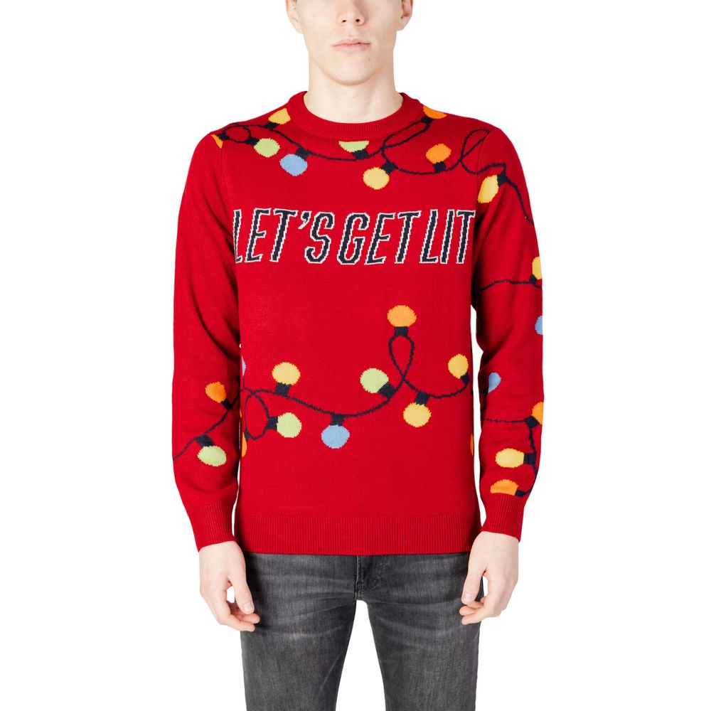 Only & Sons Red Acrylic Sweater Only & Sons Firebrick