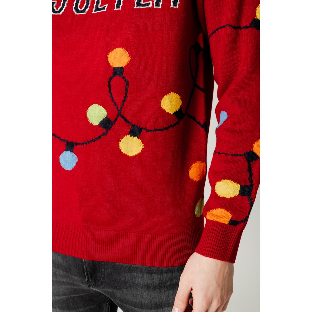 Only & Sons Red Acrylic Sweater Only & Sons Firebrick