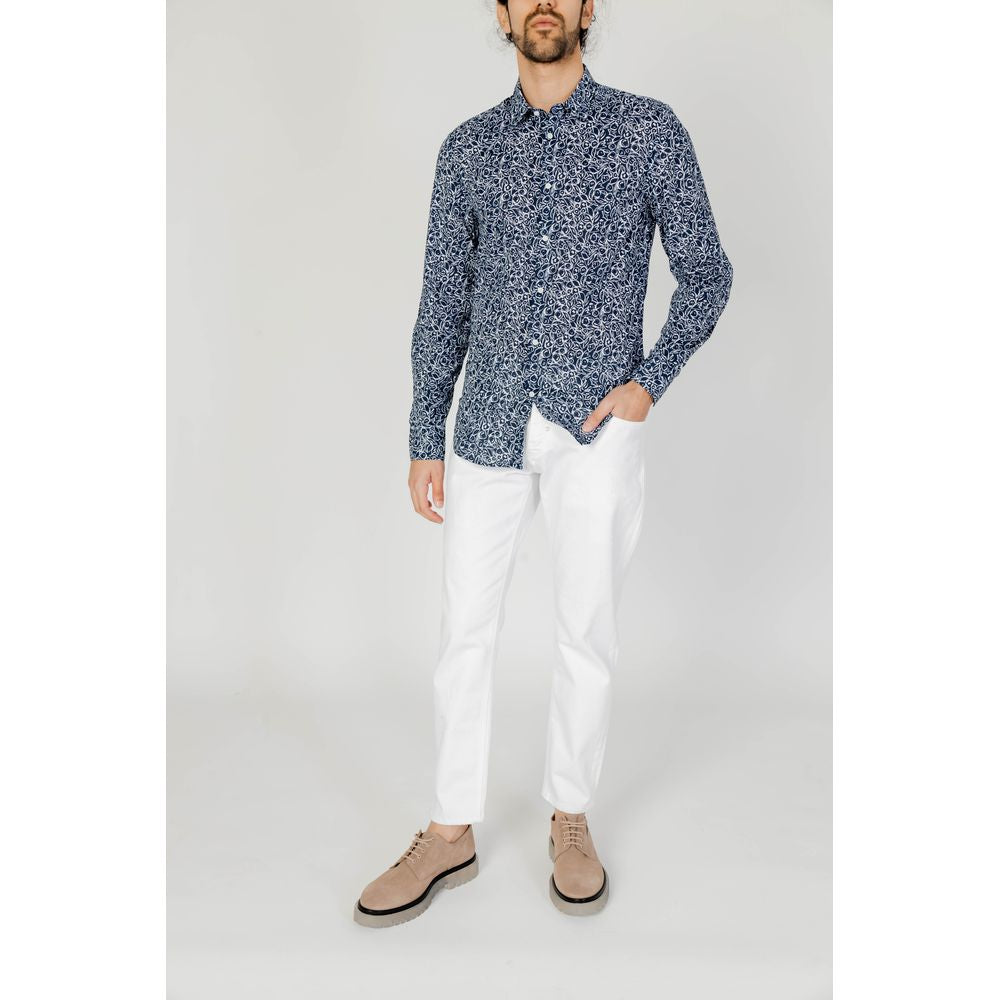 Antony Morato Blue Cotton Shirt Antony Morato Light Gray