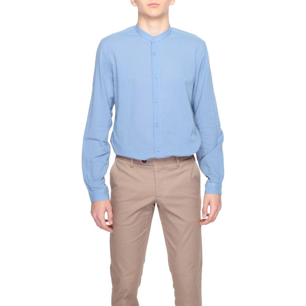 Antony Morato Blue Cotton Shirt Antony Morato Gray