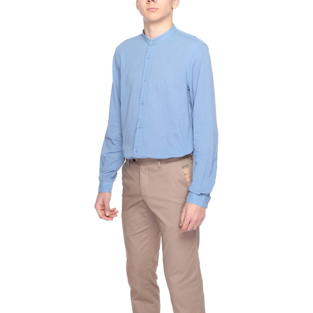 Antony Morato Blue Cotton Shirt Antony Morato Dark Gray