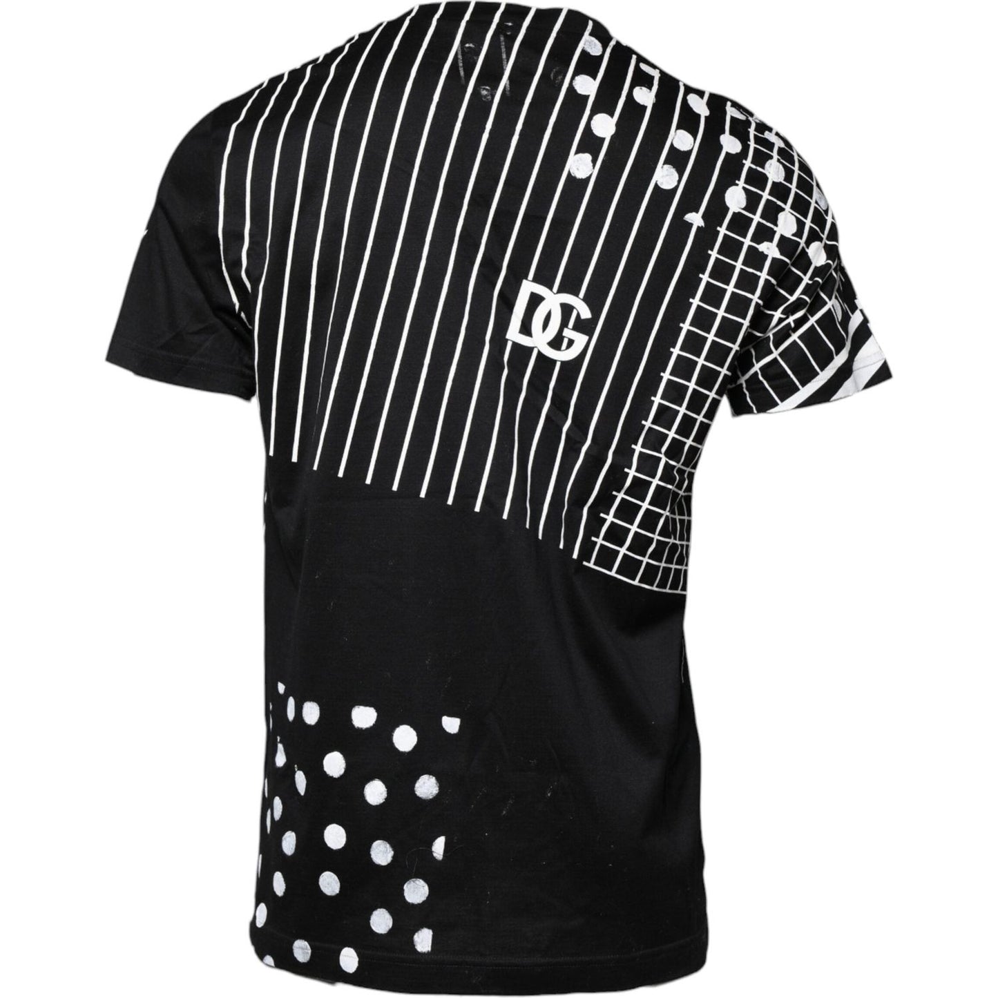 Dolce & Gabbana Black Cotton Polka Dots Round Neck T-shirt Dolce & Gabbana Black