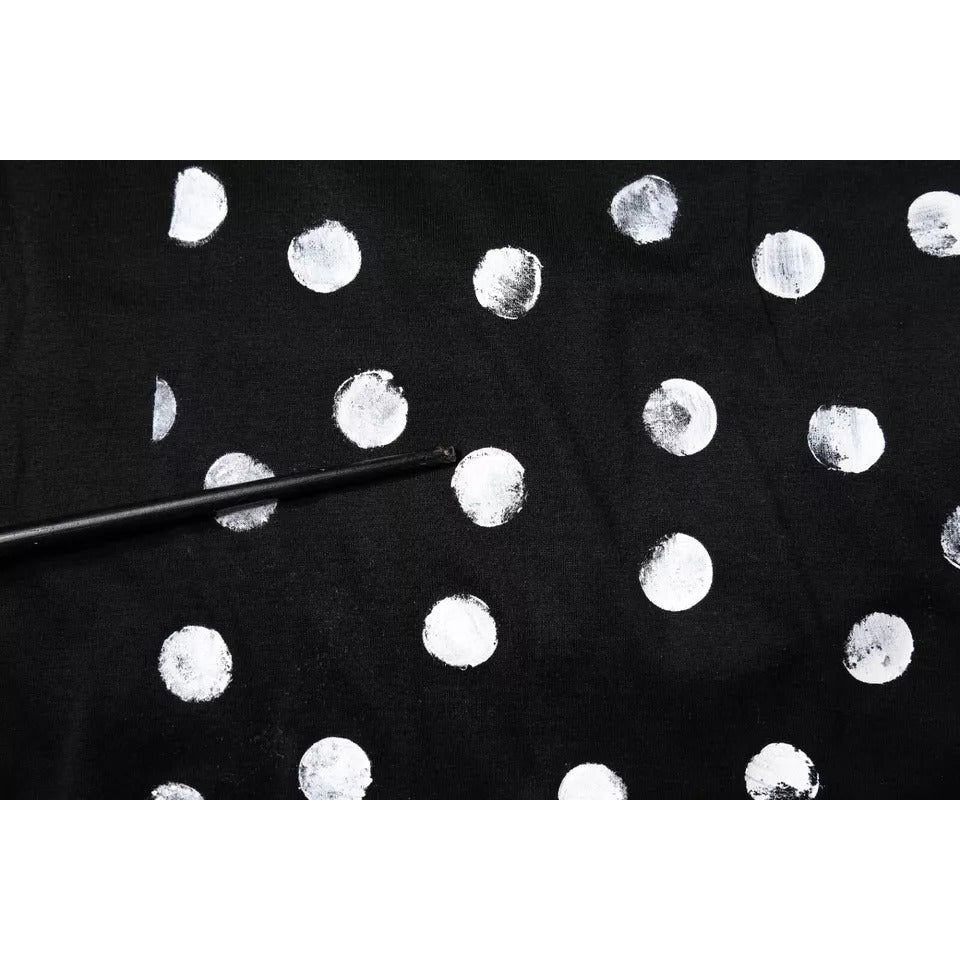 Dolce & Gabbana Black Cotton Polka Dots Round Neck T-shirt Dolce & Gabbana Black