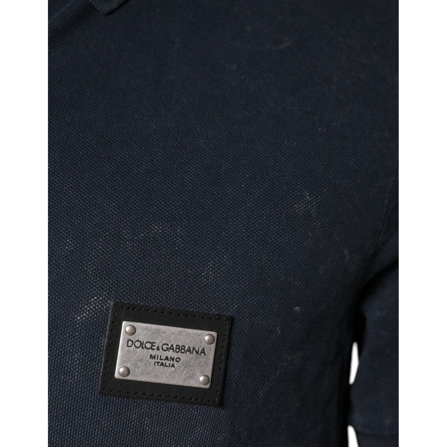 Dolce & Gabbana Dark Blue Logo Button Collared Polo T-shirt Dolce & Gabbana Black