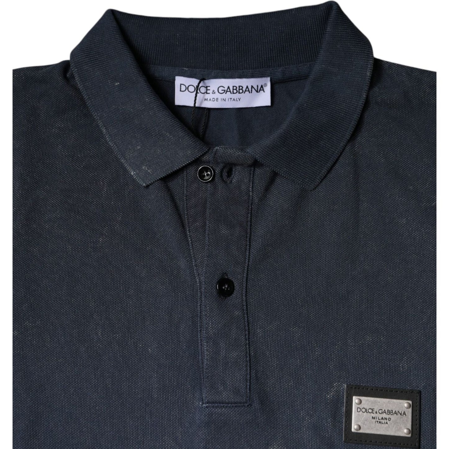Dolce & Gabbana Dark Blue Logo Button Collared Polo T-shirt Dolce & Gabbana Dark Slate Gray