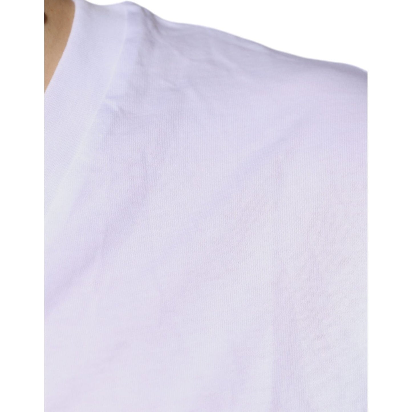 Dolce & Gabbana White Logo Cotton Vneck Short Sleeve T-shirt Dolce & Gabbana Light Gray