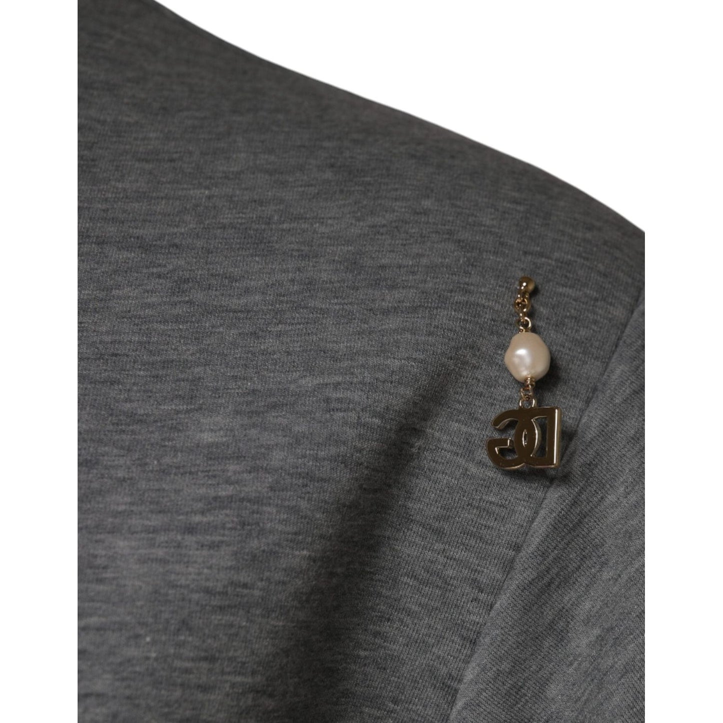 Dolce & Gabbana Gray Cotton Blend Embellished Tee T-shirt Dolce & Gabbana Dark Slate Gray