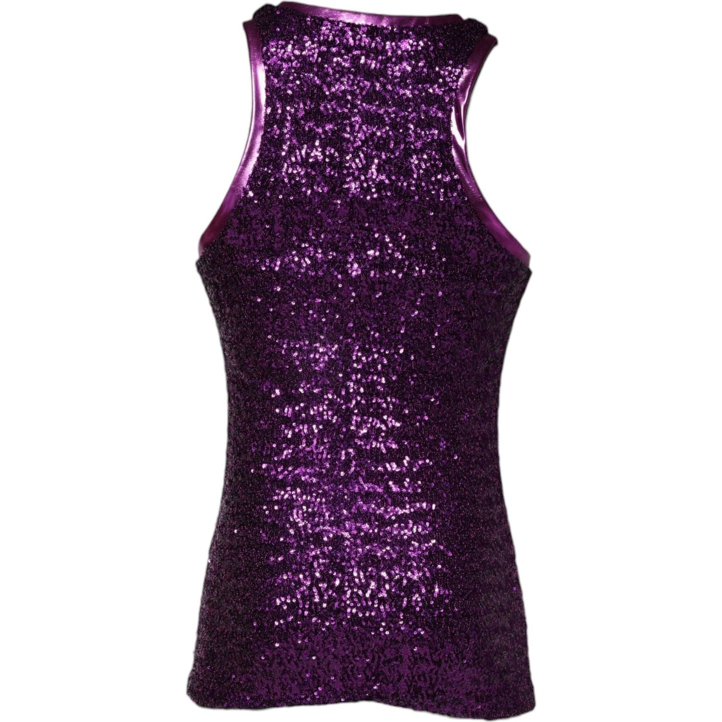 Dolce & Gabbana Purple Sequin Round Neck Sleeveless T-shirt Dolce & Gabbana Dark Slate Gray