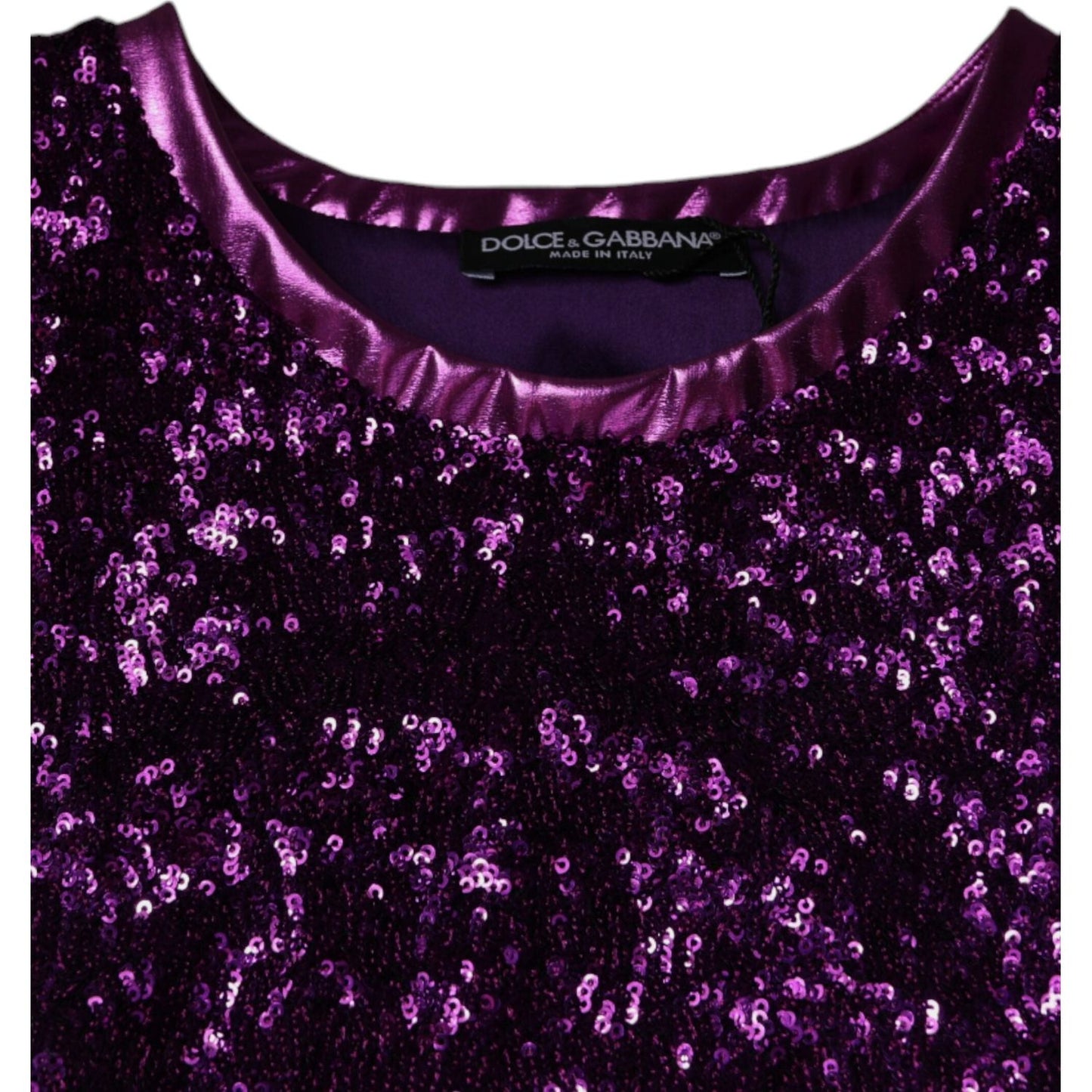 Dolce & Gabbana Purple Sequin Round Neck Sleeveless T-shirt Dolce & Gabbana Black
