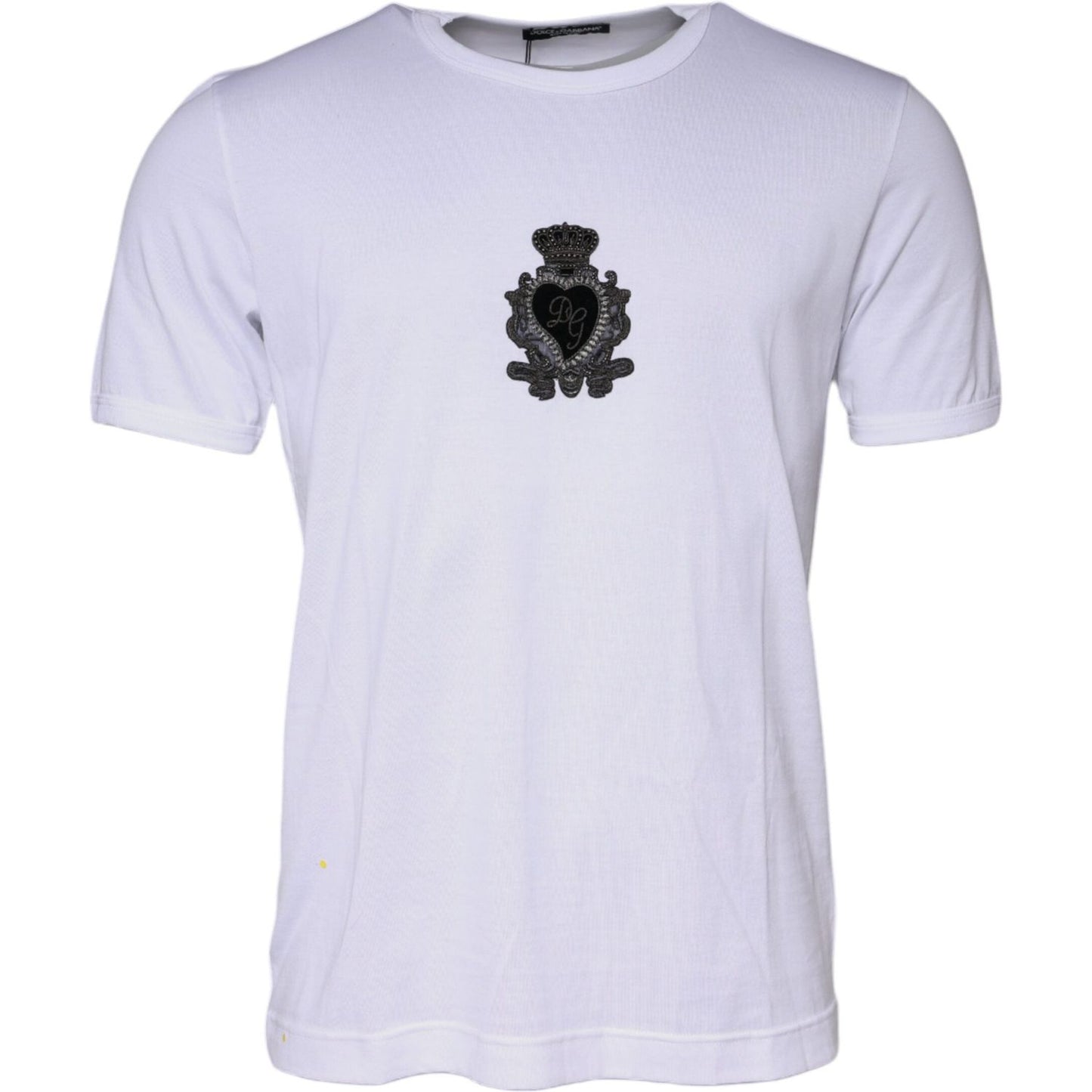 Dolce & Gabbana White Logo Heart Cotton Crew Neck T-shirt Dolce & Gabbana Light Gray