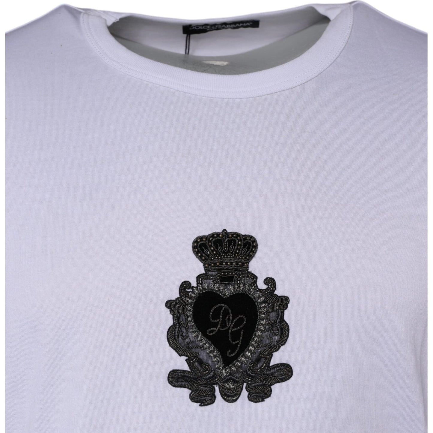 Dolce & Gabbana White Logo Heart Cotton Crew Neck T-shirt Dolce & Gabbana Thistle