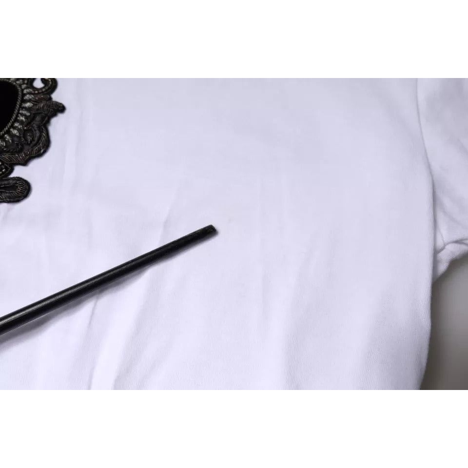 Dolce & Gabbana White Logo Heart Cotton Crew Neck T-shirt Dolce & Gabbana Lavender