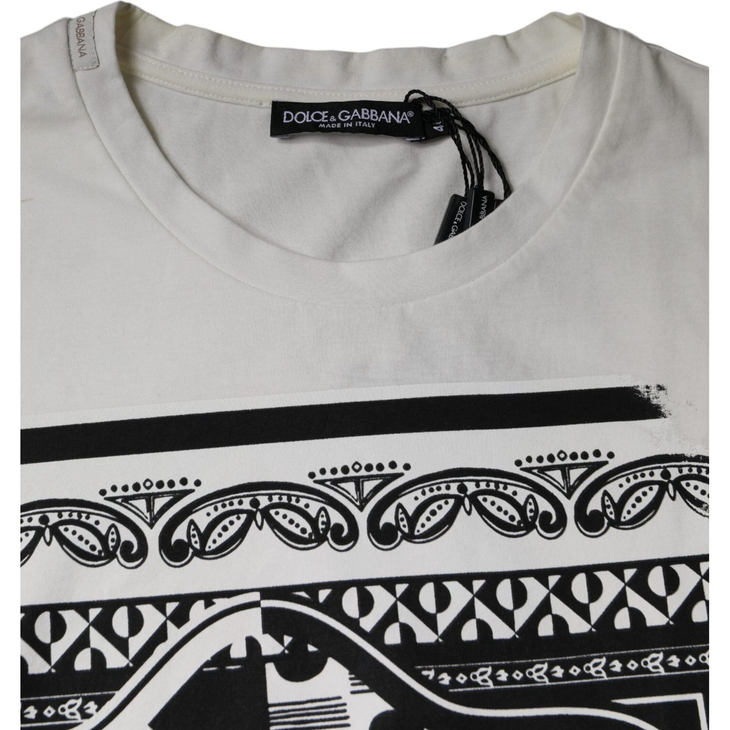 Dolce & Gabbana White Bandana Print Cotton Short Sleeves T-shirt Dolce & Gabbana Gray