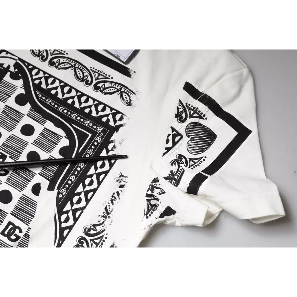 Dolce & Gabbana White Bandana Print Cotton Short Sleeves T-shirt Dolce & Gabbana Dark Slate Gray