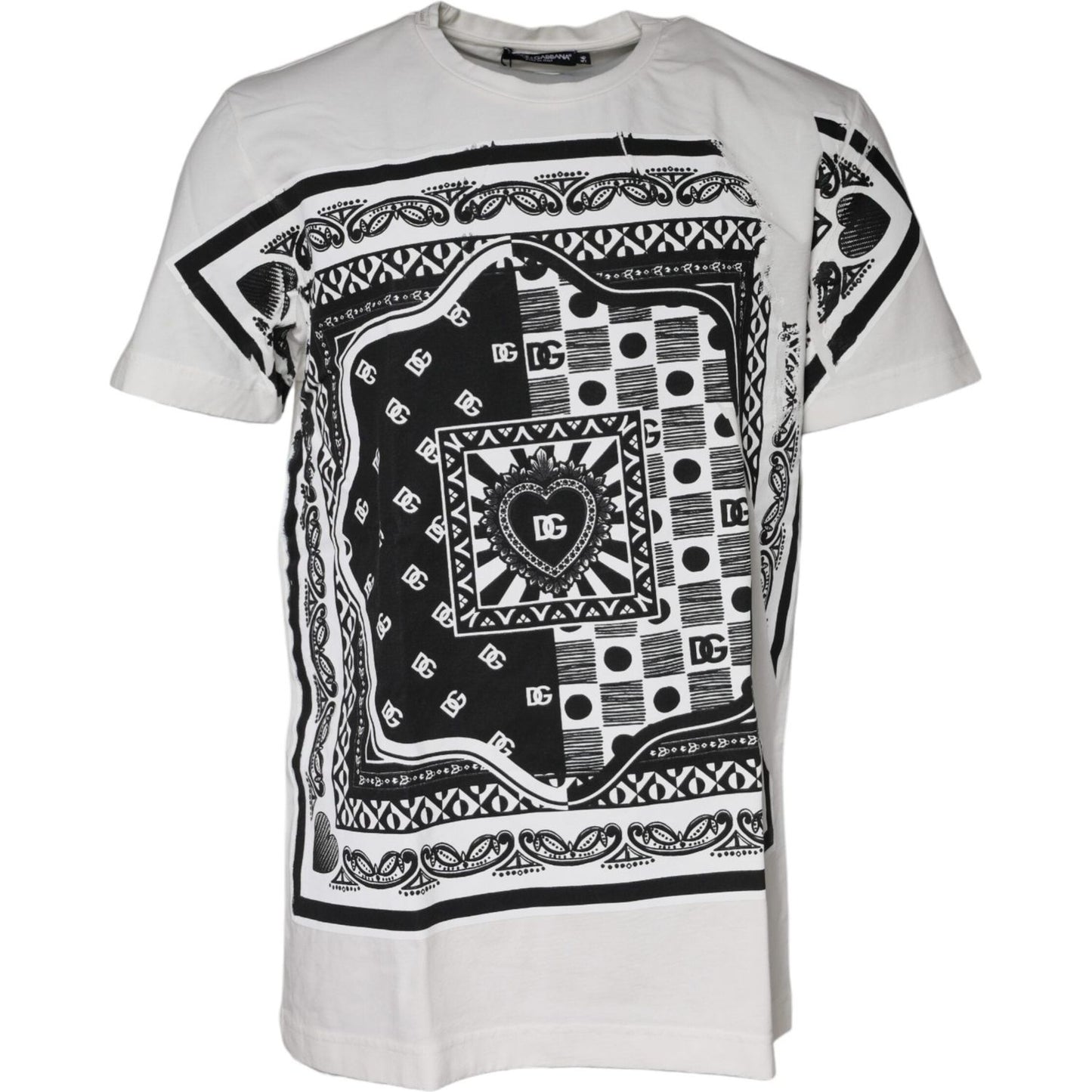 Dolce & Gabbana White Bandana Print Cotton Short Sleeves T-shirt Dolce & Gabbana Dark Slate Gray