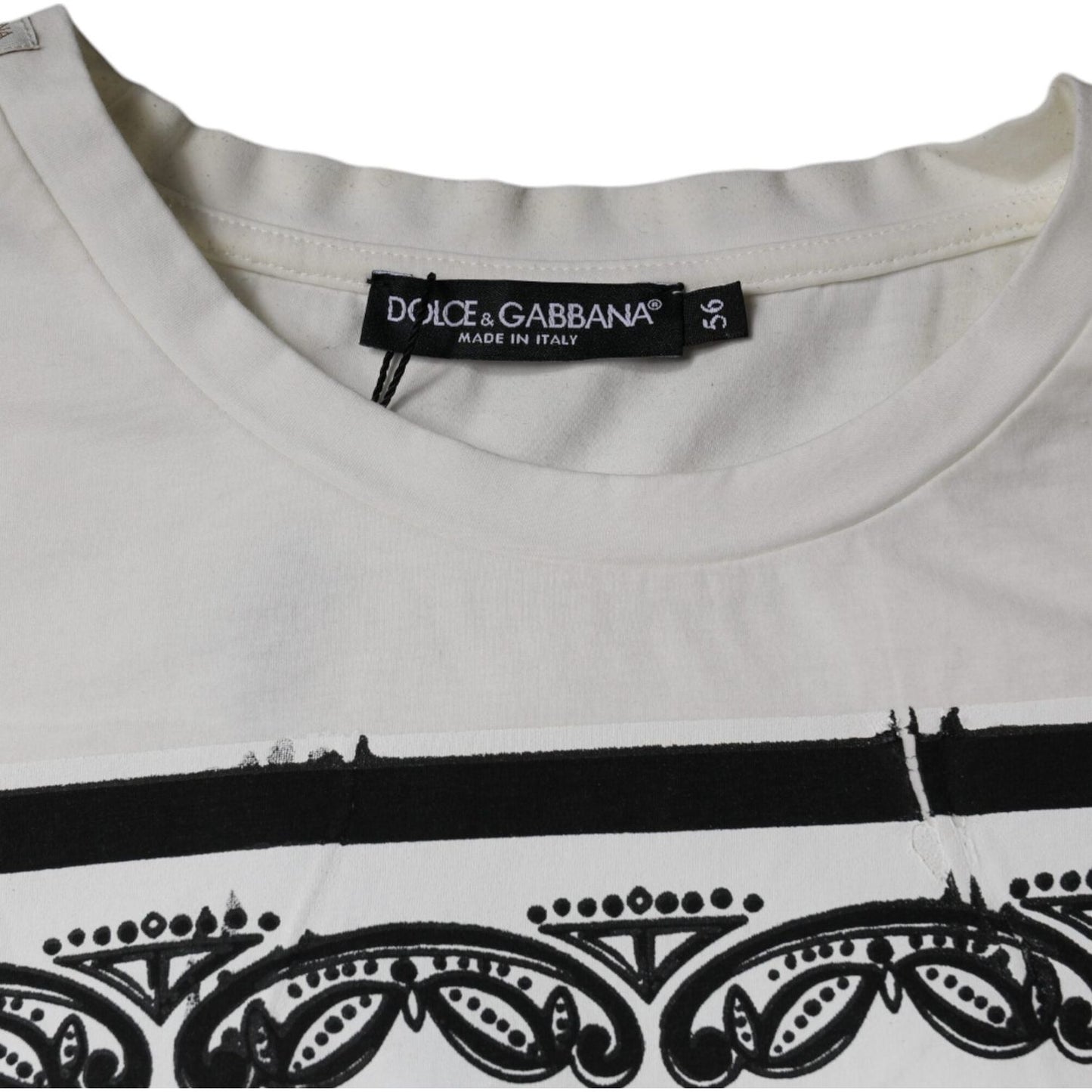 Dolce & Gabbana White Bandana Print Cotton Short Sleeves T-shirt Dolce & Gabbana Gray