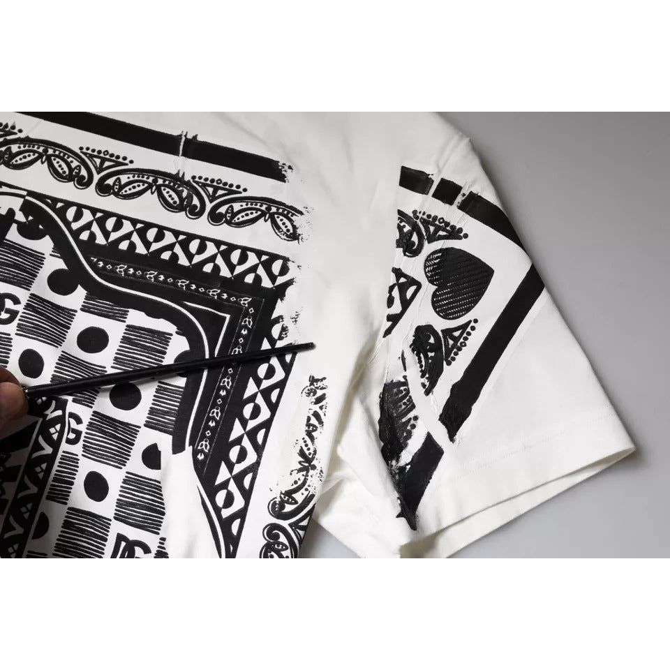 Dolce & Gabbana White Bandana Print Cotton Short Sleeves T-shirt Dolce & Gabbana Light Gray