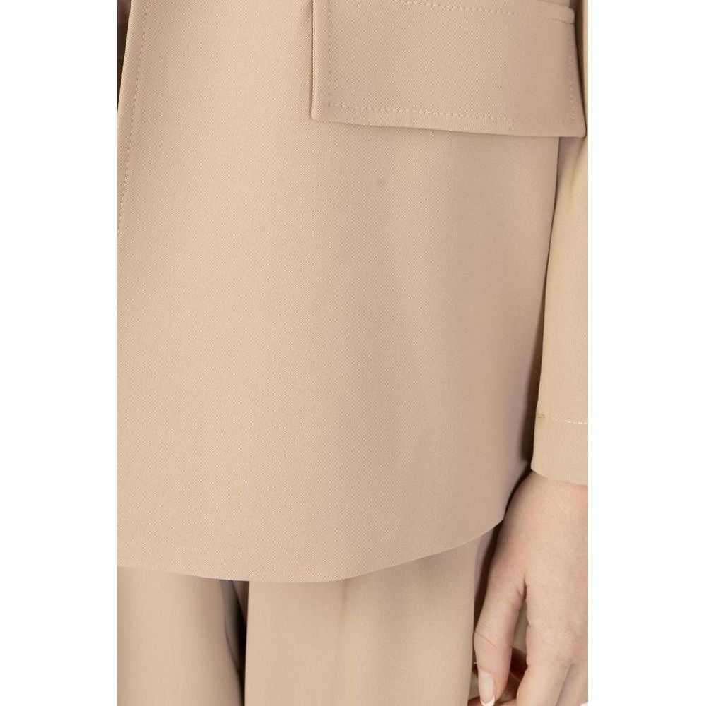 Sandro Ferrone Beige Polyester Suits & Blazer Sandro Ferrone Tan