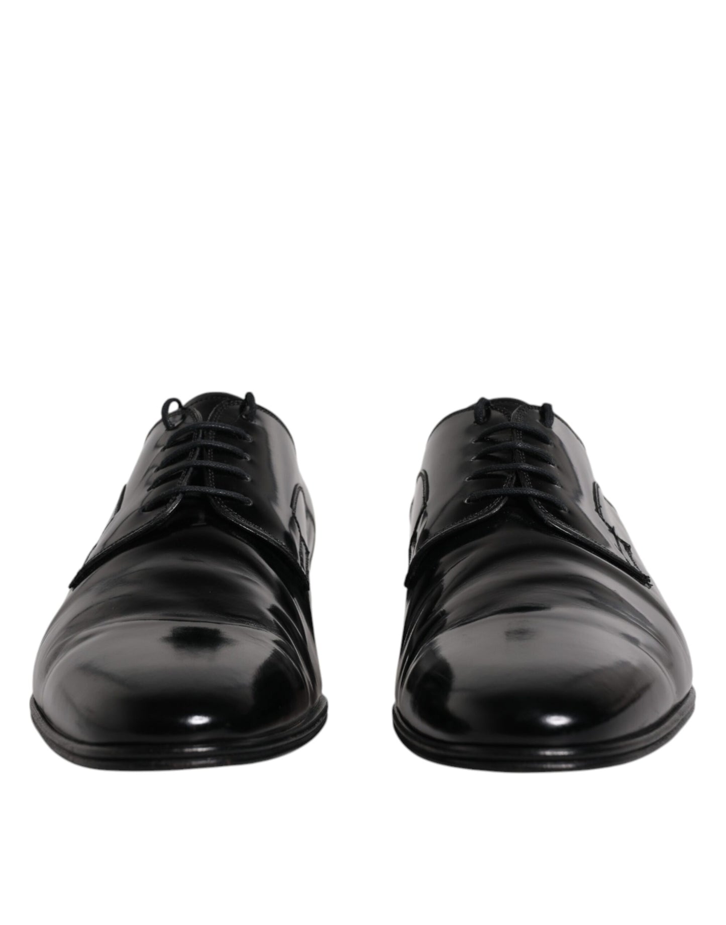 Dolce & Gabbana Black Leather Lace Up Derby Formal Shoes Dolce & Gabbana Dark Slate Gray