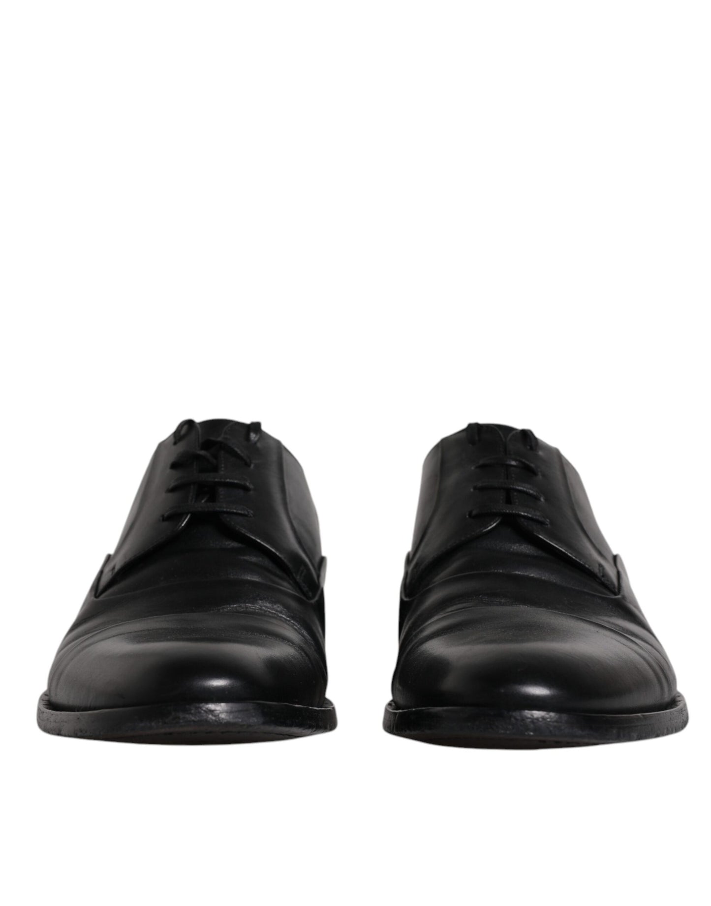 Dolce & Gabbana Black Leather Lace Up Men Derby Formal Shoes Dolce & Gabbana Dark Slate Gray