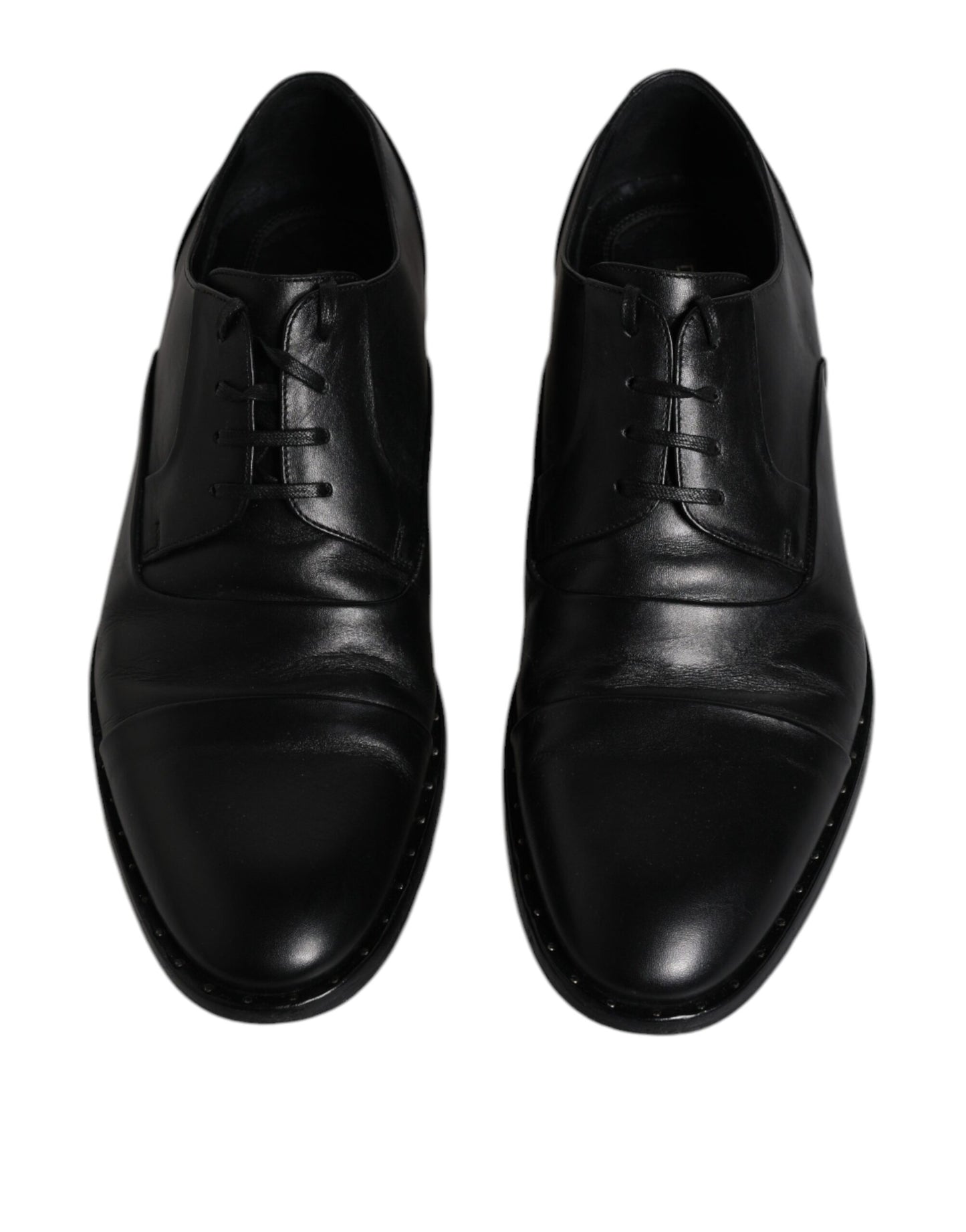 Dolce & Gabbana Black Leather Lace Up Men Derby Formal Shoes Dolce & Gabbana Black